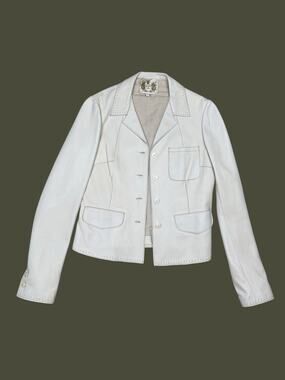 Nigel Preston & Knight Cream Lambskin Leather Vintage 90s Jacket XS